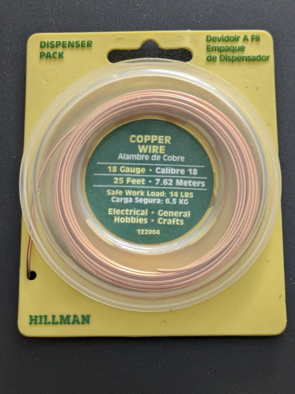 NEW! Three Packages of Hillman Copper Wire 18 gauge, 25ft, 14#